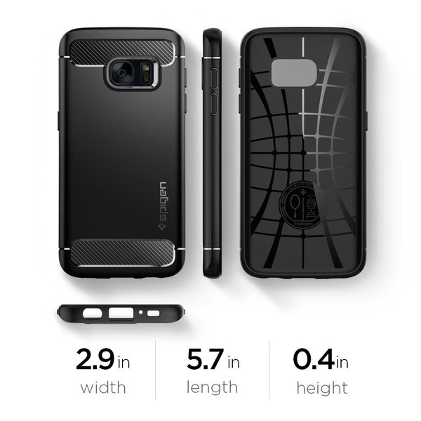 Spigen Rugged Armor Samsung Galaxy S7 Case with Resilient Shock Absorption and Carbon Fiber Design for Samsung Galaxy S7 2016 - Black