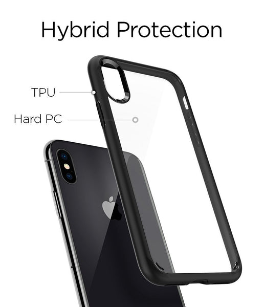 Spigen Ultra Hybrid iPhone X Case with Air Cushion Technology and Hybrid Drop Protection for Apple iPhone X (2017) - Matte Black