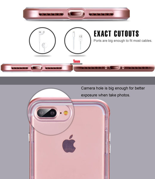 iPhone 8 Plus Case, iPhone 7 Plus Case, Ansiwee Shockproof Armor iPhone 7 Plus Protective Defender Impact Resistant Slim Fit Rubber Bumper Case Cover for Apple iPhone 7/8 Plus 5.5 inch (Rose Gold)