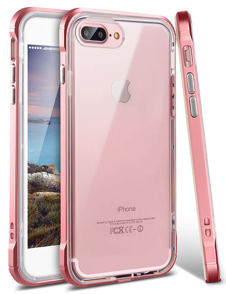 iPhone 8 Plus Case, iPhone 7 Plus Case, Ansiwee Shockproof Armor iPhone 7 Plus Protective Defender Impact Resistant Slim Fit Rubber Bumper Case Cover for Apple iPhone 7/8 Plus 5.5 inch (Rose Gold)