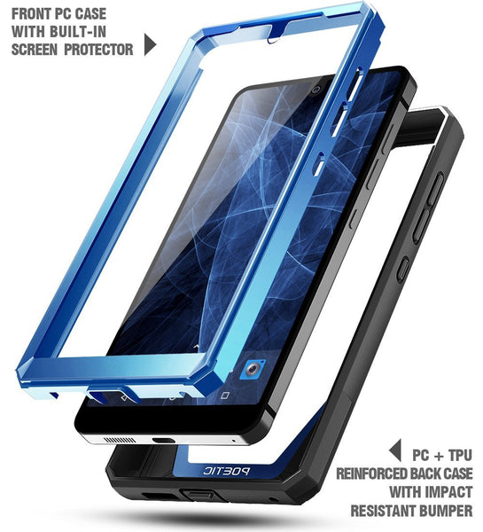 Essential Phone PH-1 Case, Poetic Guardian [REVISED VERSION] [Scratch Resistant] [360 Degree Protection] Full-Body Rugged Clear Bumper Case with Built-in-Screen Protector for Essential PH-1 Blue