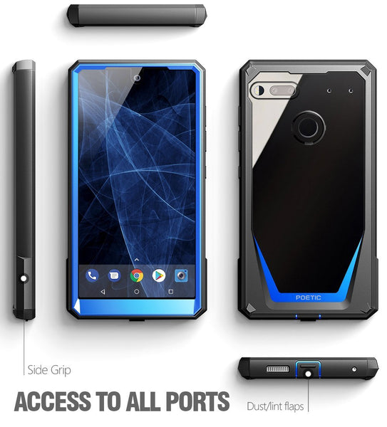 Essential Phone PH-1 Case, Poetic Guardian [REVISED VERSION] [Scratch Resistant] [360 Degree Protection] Full-Body Rugged Clear Bumper Case with Built-in-Screen Protector for Essential PH-1 Blue