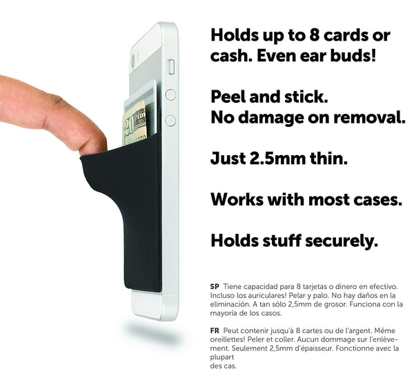 CardNinja Ultra-slim Self Adhesive Credit Card Wallet for Smartphones, Black